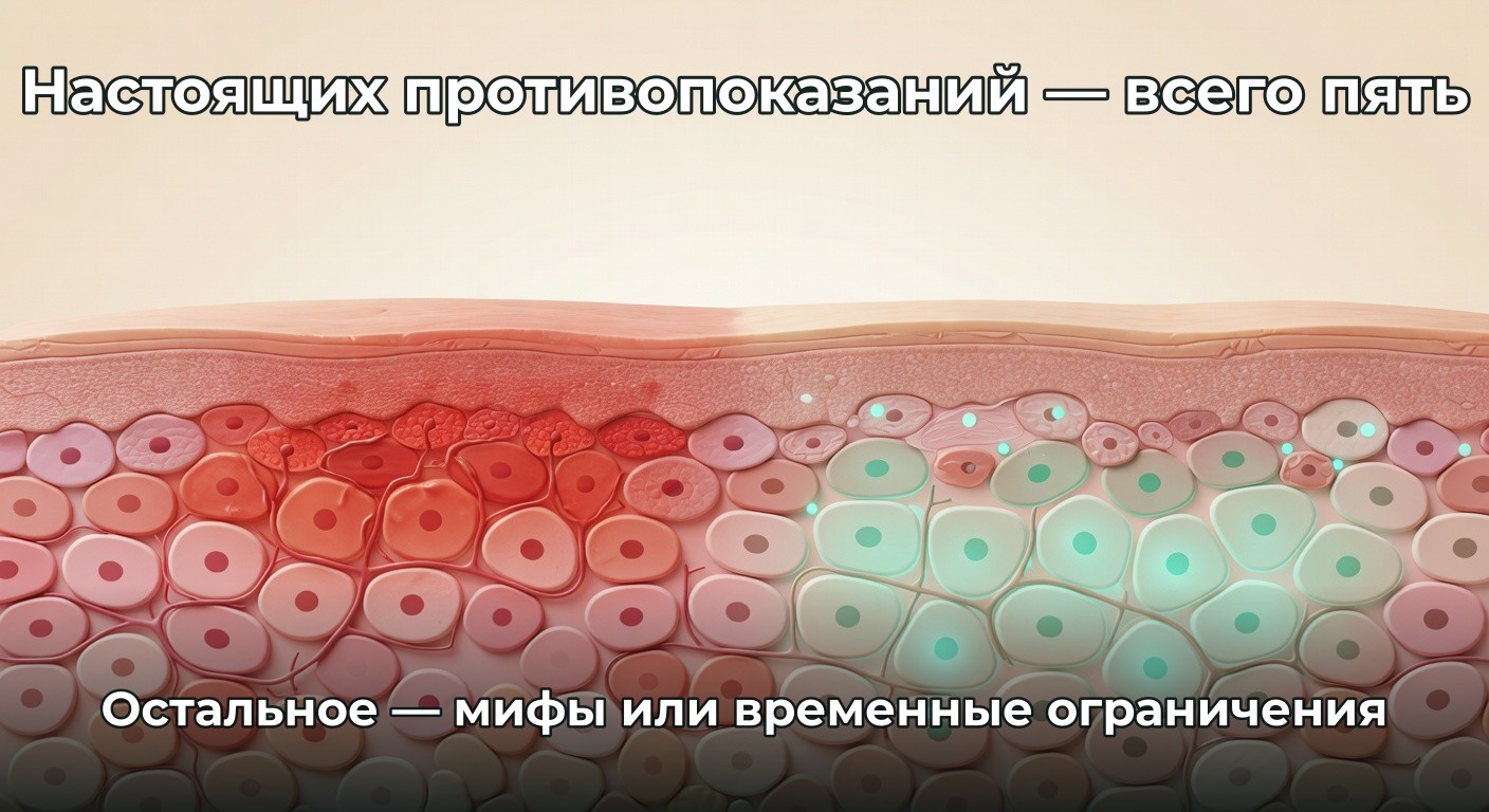 Настоящих противопоказаний к лазерной эпиляции — всего пять